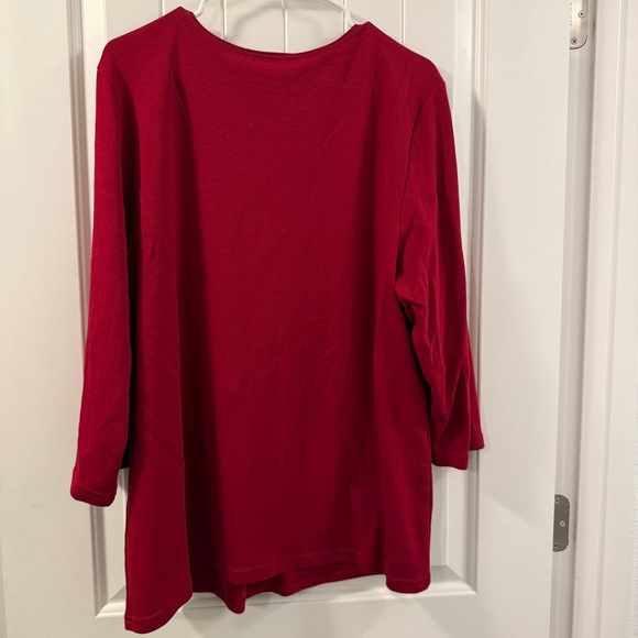 Karen Scott Red Long Sleeve Top Women’s 2X NWT - Picture 3 of 3